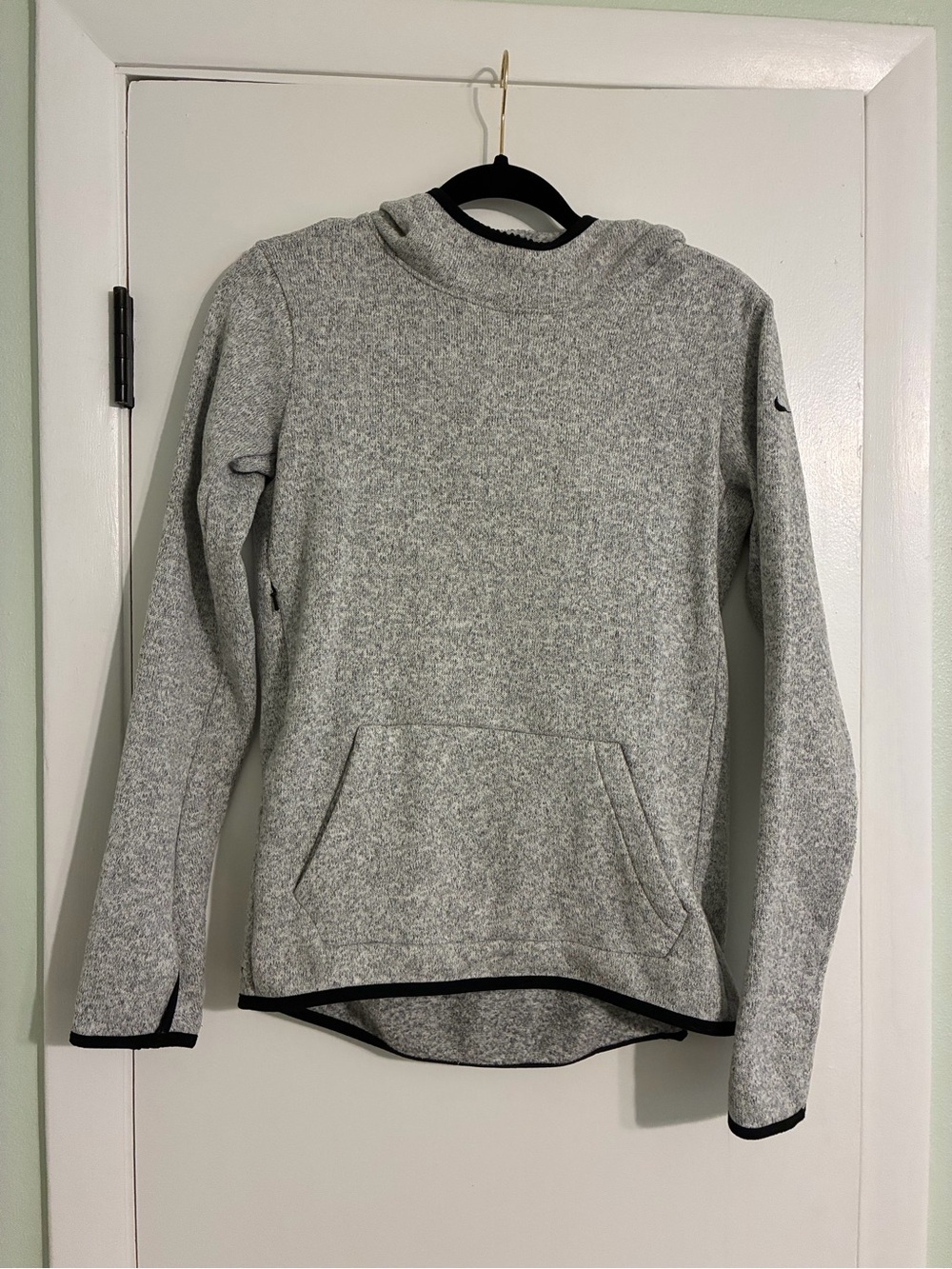 Nike Light Gray Hooded Pullover Sweatshirt with Black Trim